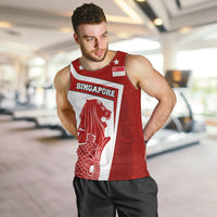 Singapore Merlion Men Tank Top National Flag Day Patriotic Crescent Moon And Stars