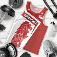 Singapore Merlion Men Tank Top National Flag Day Patriotic Crescent Moon And Stars