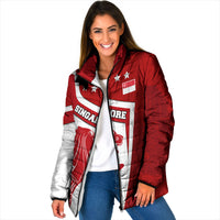 Singapore Merlion Padded Jacket National Flag Day Patriotic Crescent Moon And Stars