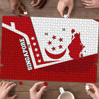Singapore Merlion Puzzle National Flag Day Patriotic Crescent Moon And Stars