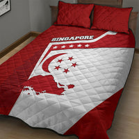 Singapore Merlion Quilt Bed Set National Flag Day Patriotic Crescent Moon And Stars