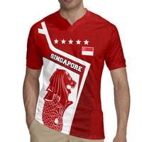 Singapore Merlion Rugby Jersey National Flag Day Patriotic Crescent Moon And Stars