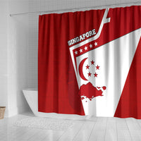 Singapore Merlion Shower Curtain National Flag Day Patriotic Crescent Moon And Stars