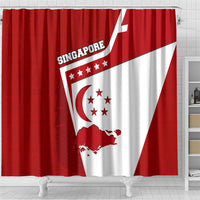 Singapore Merlion Shower Curtain National Flag Day Patriotic Crescent Moon And Stars