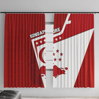 Singapore Merlion Window Curtain National Flag Day Patriotic Crescent Moon And Stars