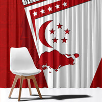 Singapore Merlion Window Curtain National Flag Day Patriotic Crescent Moon And Stars