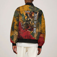 Benin Independence Day King Behanzin Sleeve Zip Bomber Jacket Dahomey Amazons National Motto