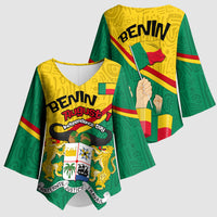 Benin Independence Day August 1 Kimono Sleeve Blouse Coat Of Arms Heritage Raised Fist Flag