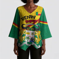 Benin Independence Day August 1 Kimono Sleeve Blouse Coat Of Arms Heritage Raised Fist Flag