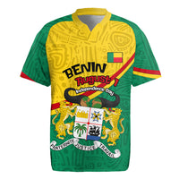 Benin Independence Day August 1 Rugby Jersey Coat Of Arms Heritage Raised Fist Flag