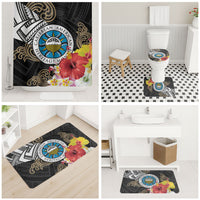 Caribbean American Heritage Month Bathroom Set Tribal Pattern Tropical Hibiscus Flower