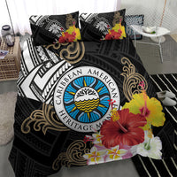 Caribbean American Heritage Month Bedding Set Tribal Pattern Tropical Hibiscus Flower