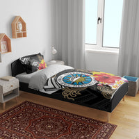 Caribbean American Heritage Month Bedding Set Tribal Pattern Tropical Hibiscus Flower