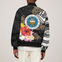 Caribbean American Heritage Month Bomber Jacket Tribal Pattern Tropical Hibiscus Flower