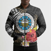 Caribbean American Heritage Month Bomber Puffer Jacket Tribal Pattern Tropical Hibiscus Flower