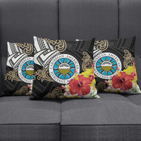 Caribbean American Heritage Month Pillow Cover Tribal Pattern Tropical Hibiscus Flower