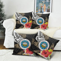 Caribbean American Heritage Month Pillow Cover Tribal Pattern Tropical Hibiscus Flower