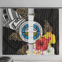 Caribbean American Heritage Month Window Curtain Tribal Pattern Tropical Hibiscus Flower