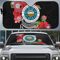 Caribbean American Heritage Month Auto Sun Shade Tropical Hibiscus Flower Tribal Tattoo