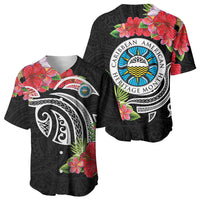 Caribbean American Heritage Month Baseball Jersey Tropical Hibiscus Flower Tribal Tattoo
