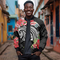 Caribbean American Heritage Month Bomber Jacket Tropical Hibiscus Flower Tribal Tattoo