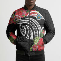 Caribbean American Heritage Month Bomber Puffer Jacket Tropical Hibiscus Flower Tribal Tattoo