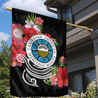 Caribbean American Heritage Month Garden Flag Tropical Hibiscus Flower Tribal Tattoo