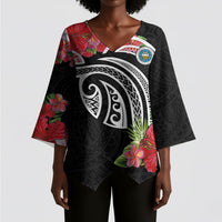 Caribbean American Heritage Month Kimono Sleeve Blouse Tropical Hibiscus Flower Tribal Tattoo