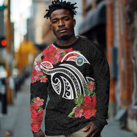 Caribbean American Heritage Month Long Sleeve Shirt Tropical Hibiscus Flower Tribal Tattoo