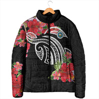 Caribbean American Heritage Month Padded Jacket Tropical Hibiscus Flower Tribal Tattoo