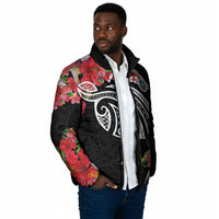 Caribbean American Heritage Month Padded Jacket Tropical Hibiscus Flower Tribal Tattoo