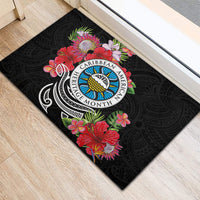 Caribbean American Heritage Month Rubber Doormat Tropical Hibiscus Flower Tribal Tattoo