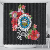 Caribbean American Heritage Month Shower Curtain Tropical Hibiscus Flower Tribal Tattoo