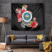 Caribbean American Heritage Month Tapestry Tropical Hibiscus Flower Tribal Tattoo