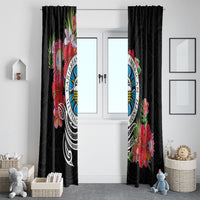 Caribbean American Heritage Month Window Curtain Tropical Hibiscus Flower Tribal Tattoo