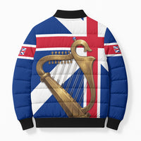 Commonwealth Of England Flag Golden Harp Bomber Puffer Jacket Historical British Heritage