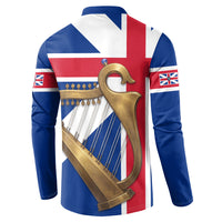 Commonwealth Of England Flag Golden Harp Button Sweatshirt Historical British Heritage