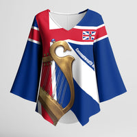 Commonwealth Of England Flag Golden Harp Kimono Sleeve Blouse Historical British Heritage