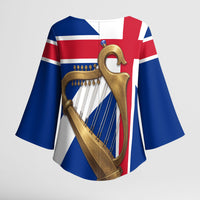 Commonwealth Of England Flag Golden Harp Kimono Sleeve Blouse Historical British Heritage