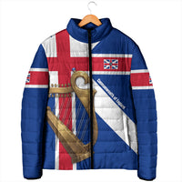 Commonwealth Of England Flag Golden Harp Padded Jacket Historical British Heritage