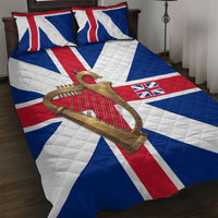 Commonwealth Of England Flag Golden Harp Quilt Bed Set Historical British Heritage