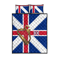 Commonwealth Of England Flag Golden Harp Quilt Bed Set Historical British Heritage