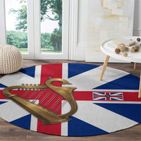 Commonwealth Of England Flag Golden Harp Round Carpet Historical British Heritage