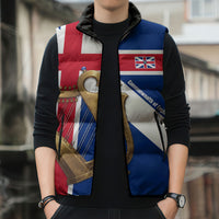 Commonwealth Of England Flag Golden Harp Sleeveless Puffer Jacket Historical British Heritage