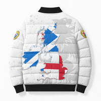 Commonwealth Of England Map Bomber Puffer Jacket Historical British Isles Flag Silhouette