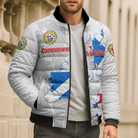 Commonwealth Of England Map Bomber Puffer Jacket Historical British Isles Flag Silhouette