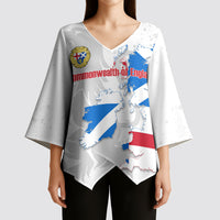 Commonwealth Of England Map Kimono Sleeve Blouse Historical British Isles Flag Silhouette