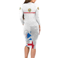 Commonwealth Of England Map Long Sleeve Bodycon Dress Historical British Isles Flag Silhouette