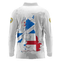 Commonwealth Of England Map Long Sleeve Polo Shirt Historical British Isles Flag Silhouette