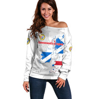 Commonwealth Of England Map Off Shoulder Sweater Historical British Isles Flag Silhouette